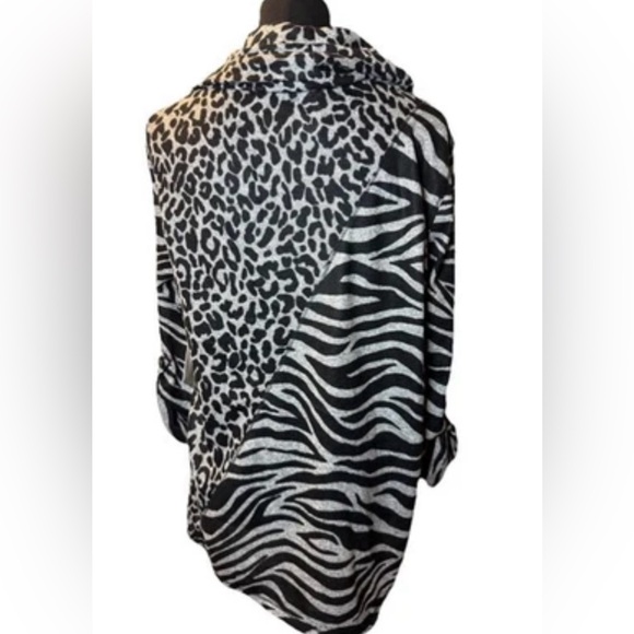 Multiples Women's Animal Print Cowl Neck Sweater, 3/4 Sleeves, Large, NWT - Picture 3 of 13